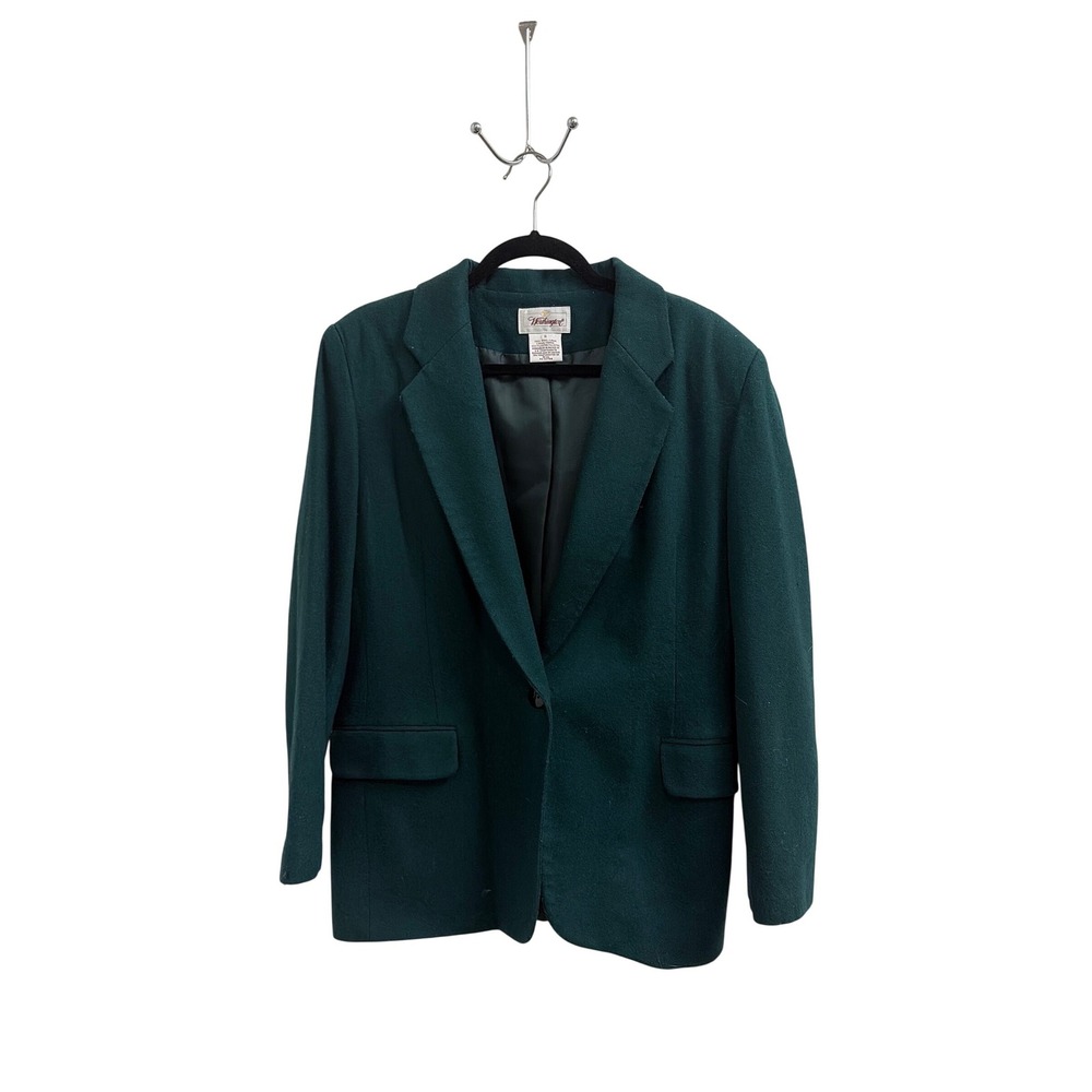 Worthington Womens‎ Forest Green 100% Wool Blazer Jacket Size 14 office wear